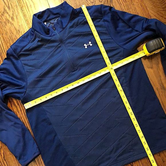 UNDER ARMOUR Quarter Zipper Blue Stripe Pullover Sz Large - Picture 4 of 11